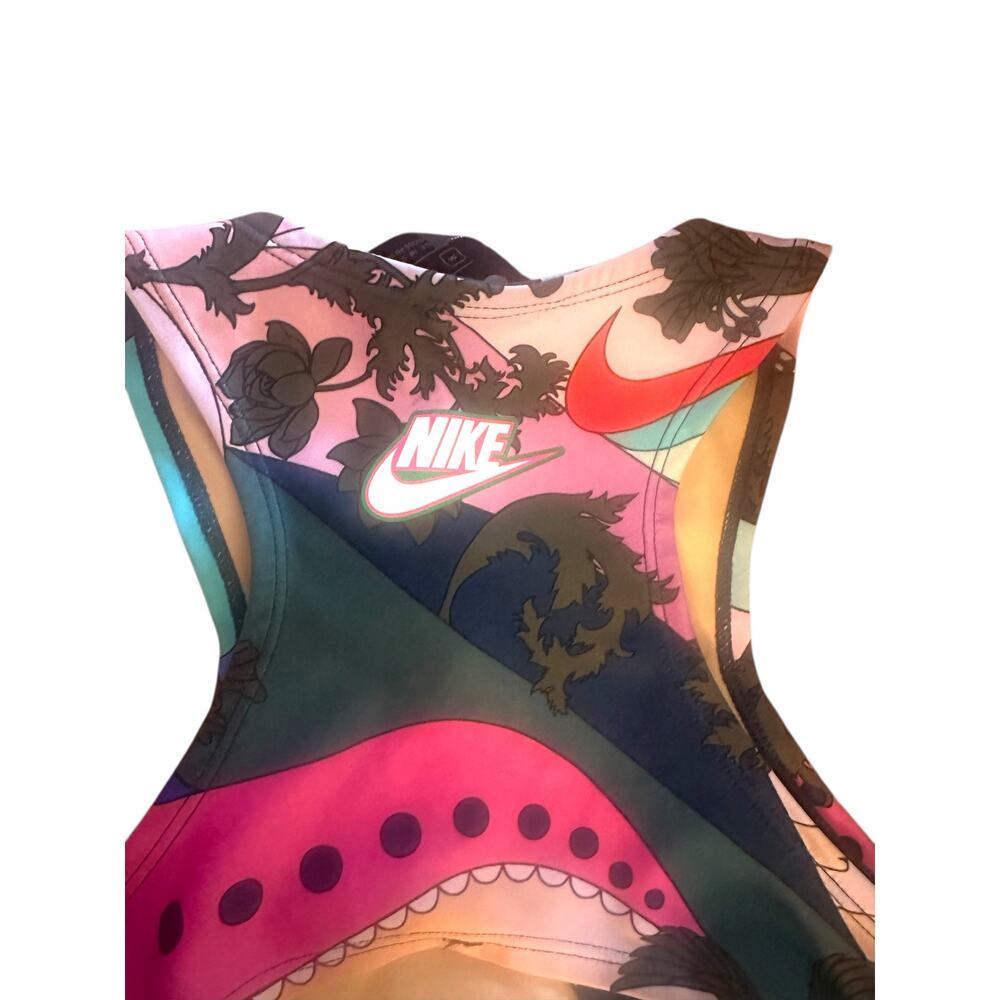 Nike Multicolor Floral-Print Sports Swimsuit - Pink, Navy, Teal - Picture 7 of 7